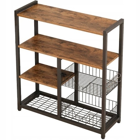 Regał szafka kuchenna ciemny brąz industrialny drewno retro wyspa półka