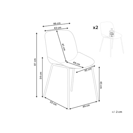 Zestaw 2 krzeseł do jadalni miętowy MILACA