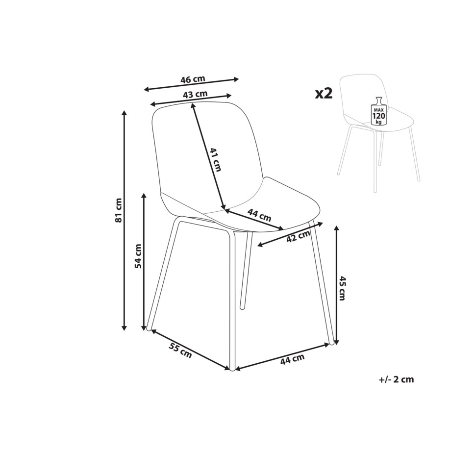 Zestaw 2 krzeseł do jadalni miętowy MILACA