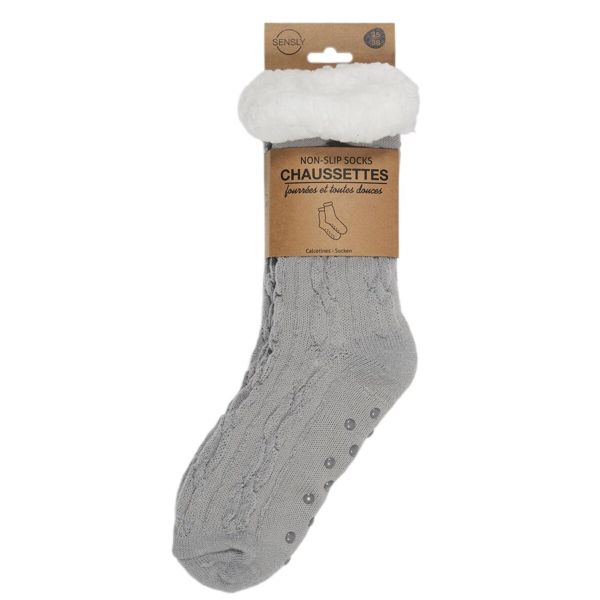 SKARPETY antypoślizgowe Z TŁOCZONYM WZOREM szare 39-42