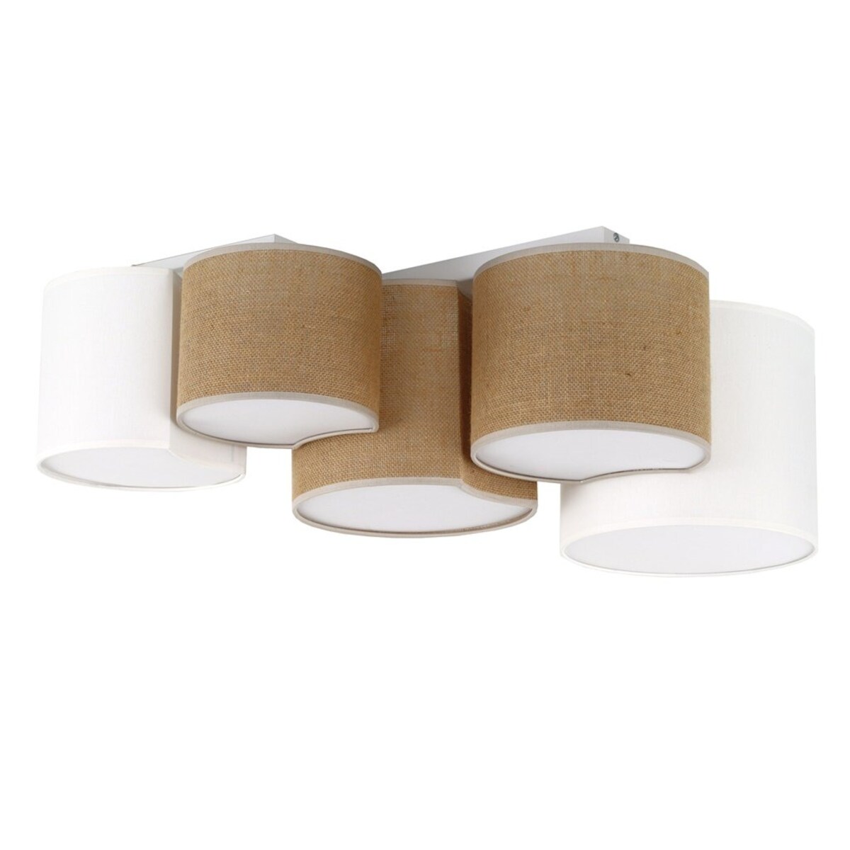 Lampa sufitowa MONA JUTA 5909 TK Lighting 5xE27 biała brązowa plafoniera z jutą do salonu jadalni kuchni
