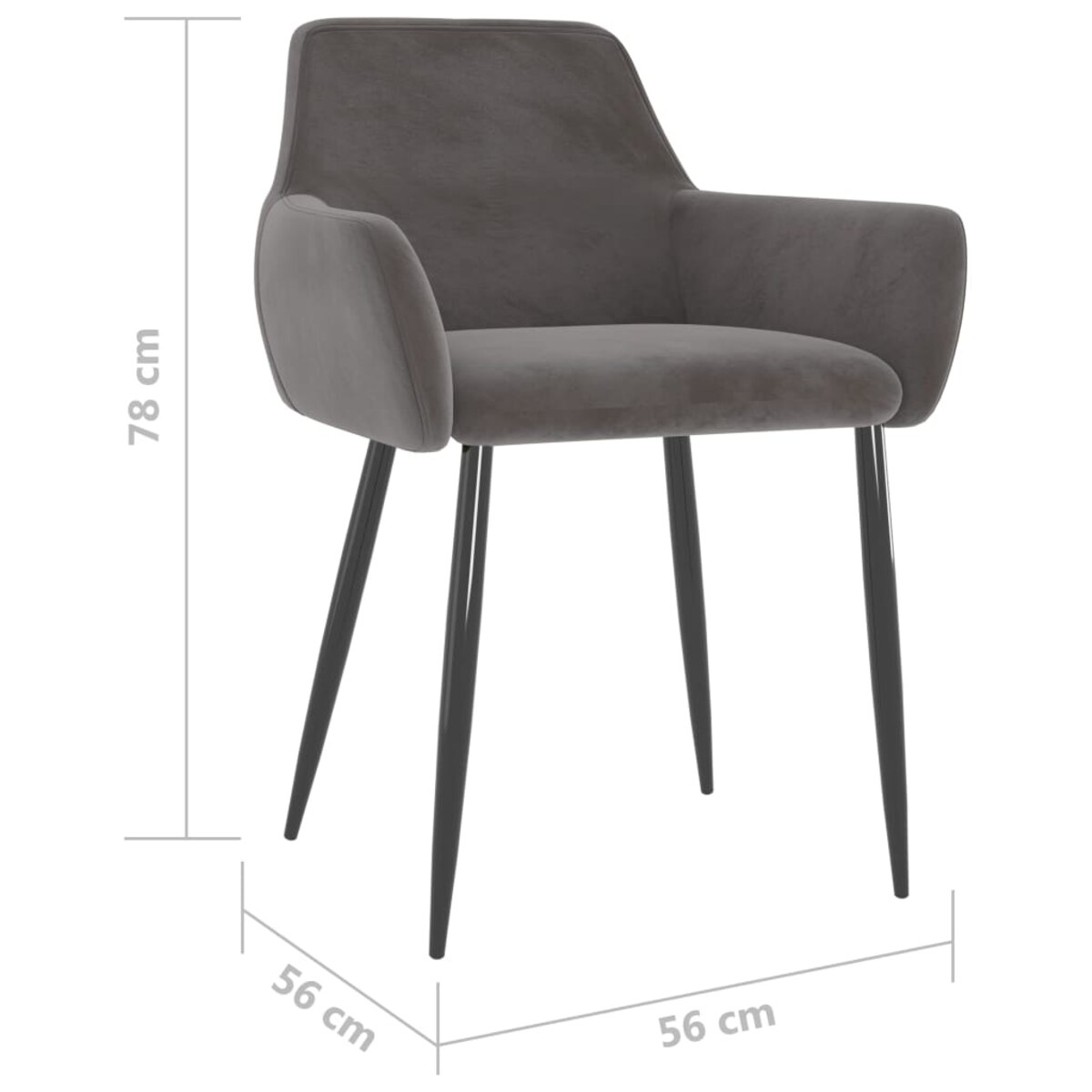 vidaXL Krzesła stołowe, 6 szt., ciemnoszare, obite aksamitem