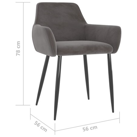 vidaXL Krzesła stołowe, 6 szt., ciemnoszare, obite aksamitem