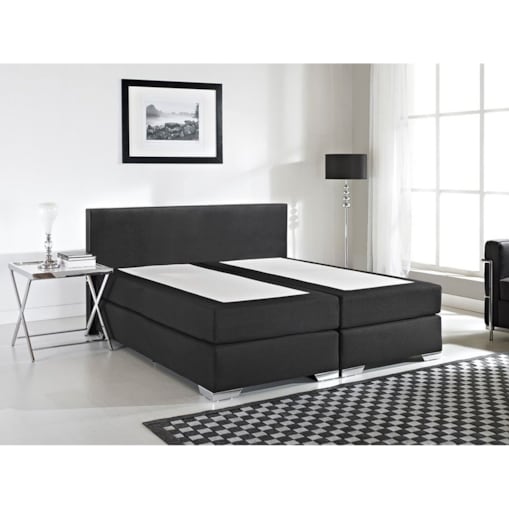 Łóżko kontynentalne ekoskóra 180 x 200 cm czarne PRESIDENT