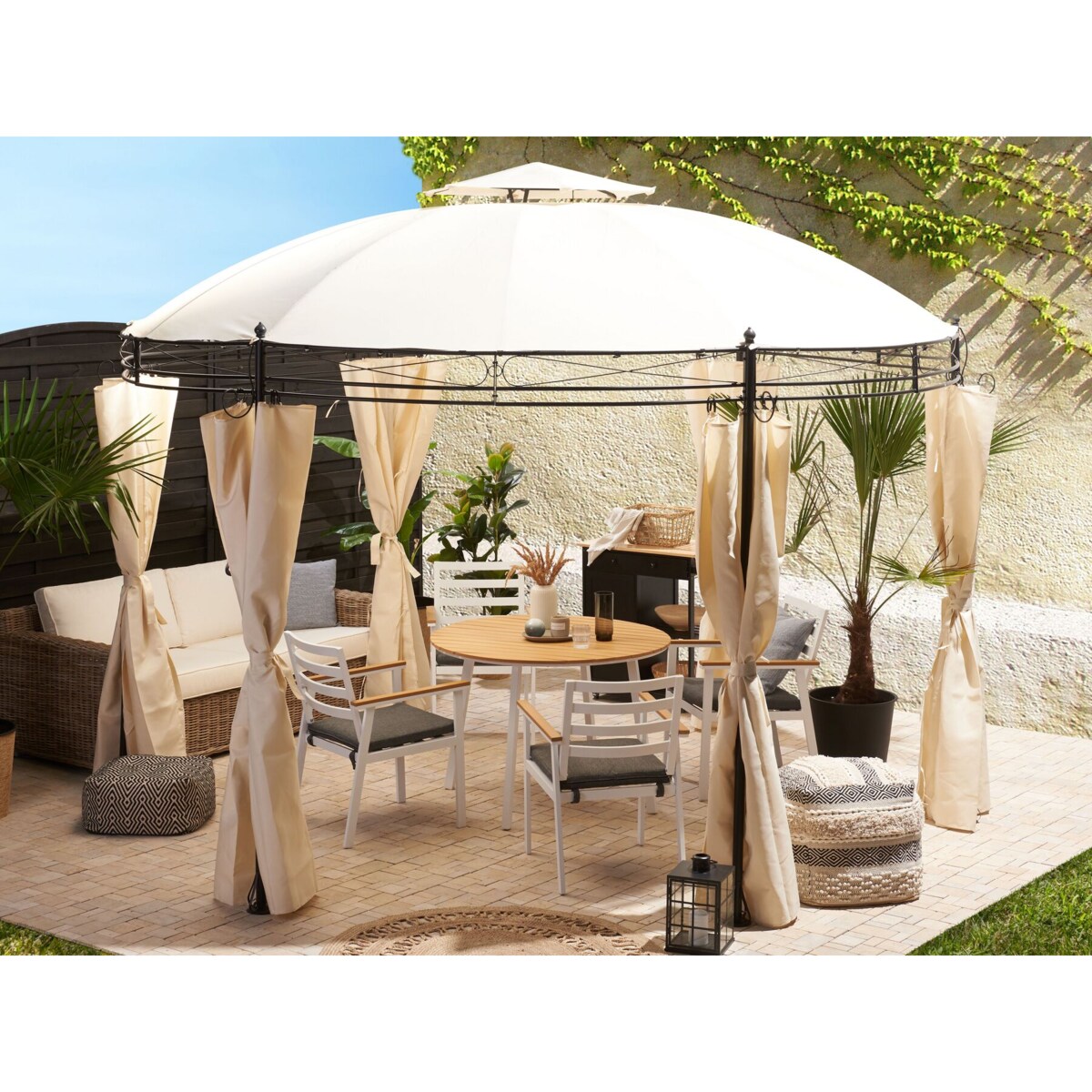 Pawilon ogrodowy ⌀ 368 cm beżowy SAFARA