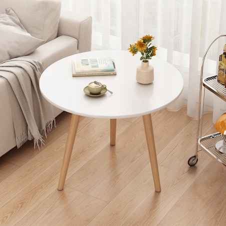 Stolik kawowy mały okrągły drewniany loft skandynawski ława stół salonu