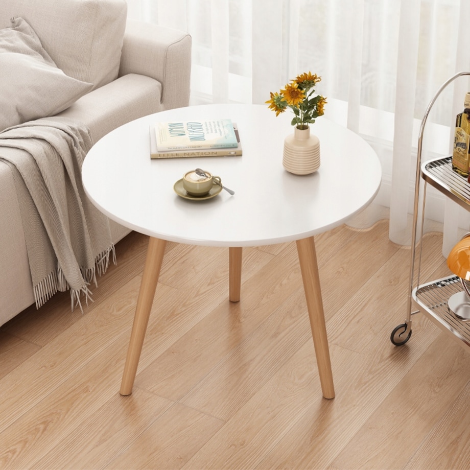 Stolik kawowy mały okrągły drewniany loft skandynawski ława stół salonu