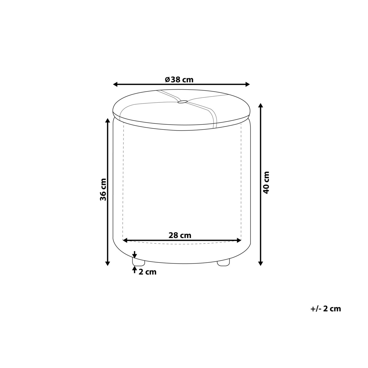Puf ze schowkiem MARYLAND Boucle Złamana biel 38 cm 38 cm 40 cm