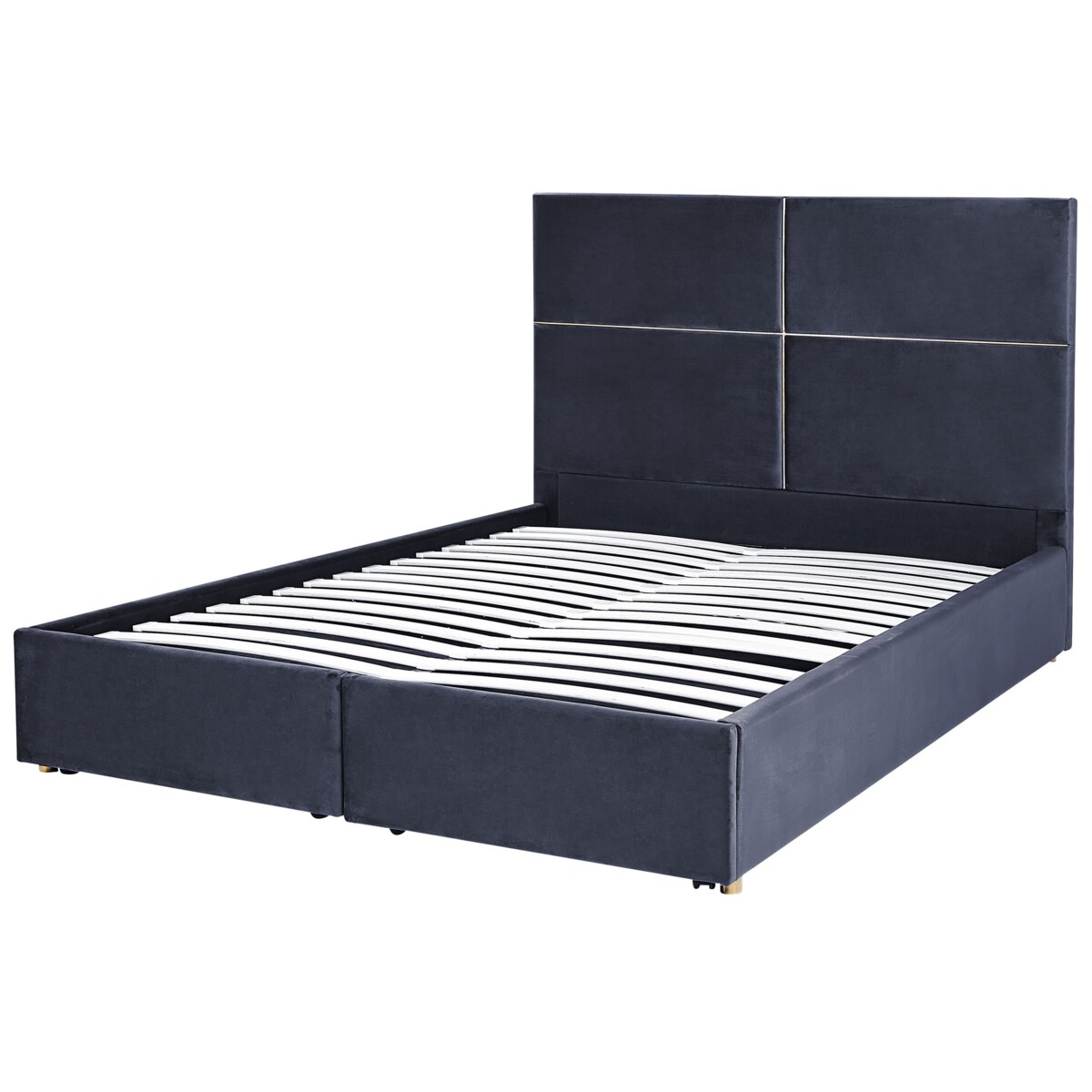 Łóżko welurowe z pojemnikiem 160 x 200 cm czarne VERNOYES