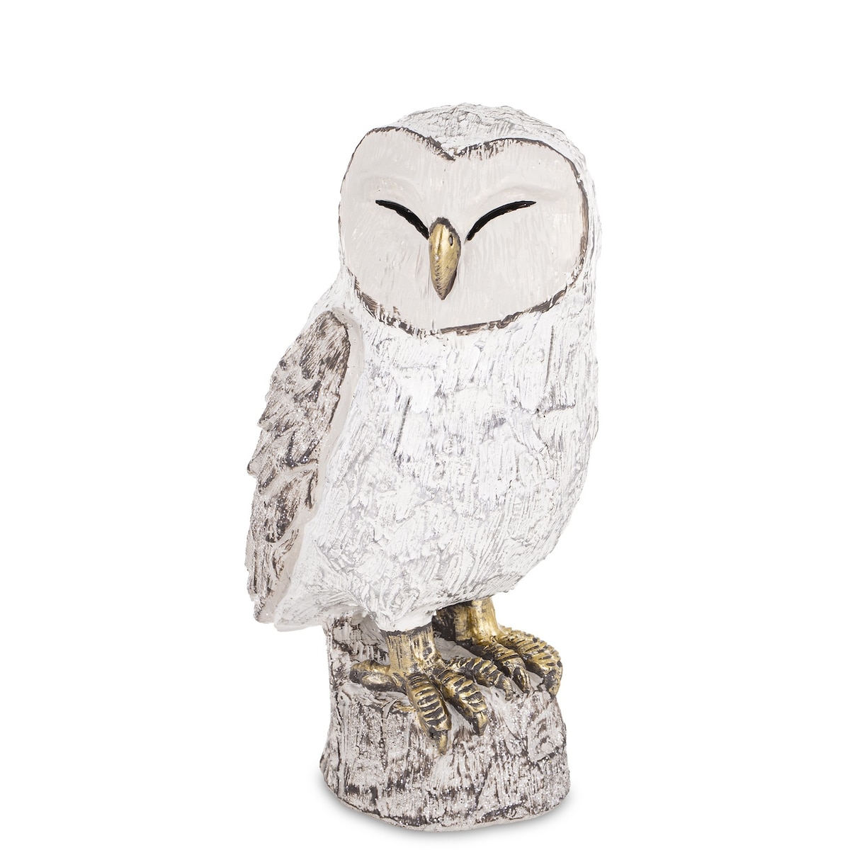 Dekoracja - biała sowa 18,5x9,5x10 cm UGLE small