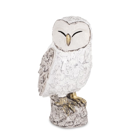 Dekoracja - biała sowa 18,5x9,5x10 cm UGLE small