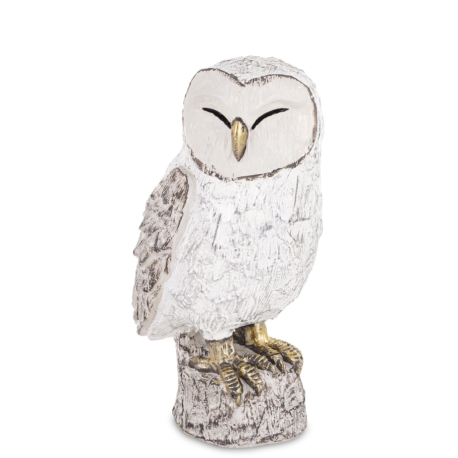 Dekoracja - biała sowa 18,5x9,5x10 cm UGLE small