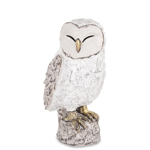 Dekoracja - biała sowa 18,5x9,5x10 cm UGLE small