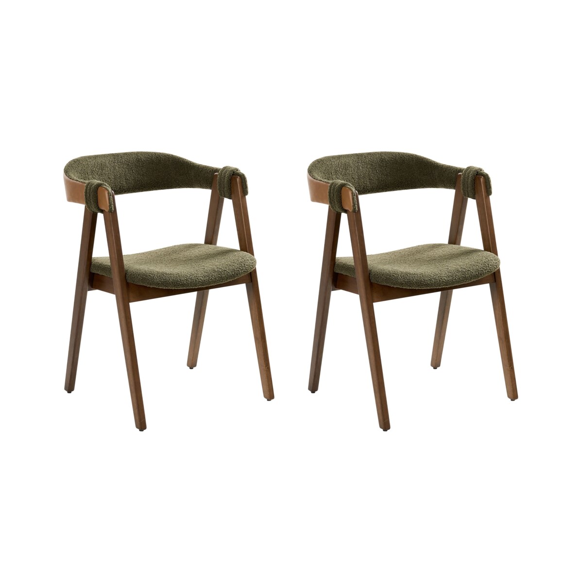 Zestaw 2 krzeseł do jadalni DAY Boucle Ciemny brąz/ zielony