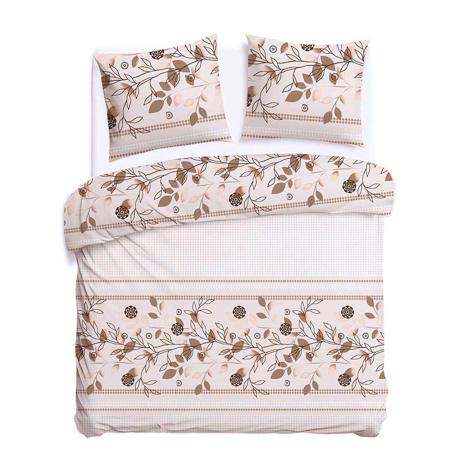Pościel bawełniana 160x200 Rosalia w beżowe kwiaty, Cottonlove
