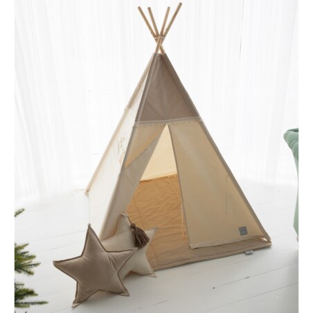 Namiot tipi Beige Velvet, beżowe tipi z matą i poduszkami
