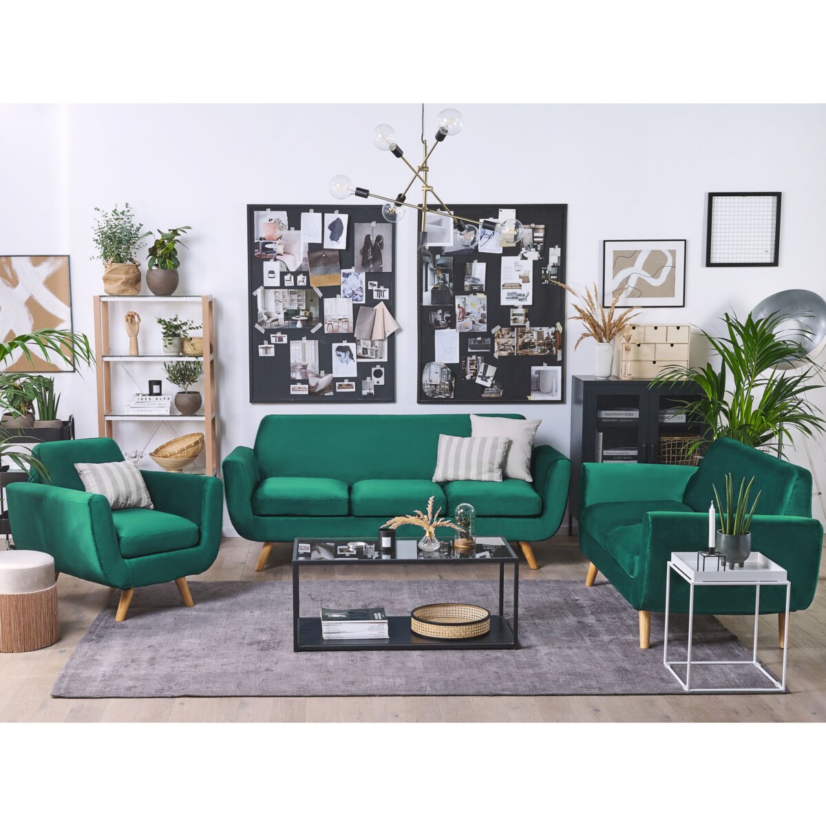 Pokrowiec na fotel welurowy zielony BERNES