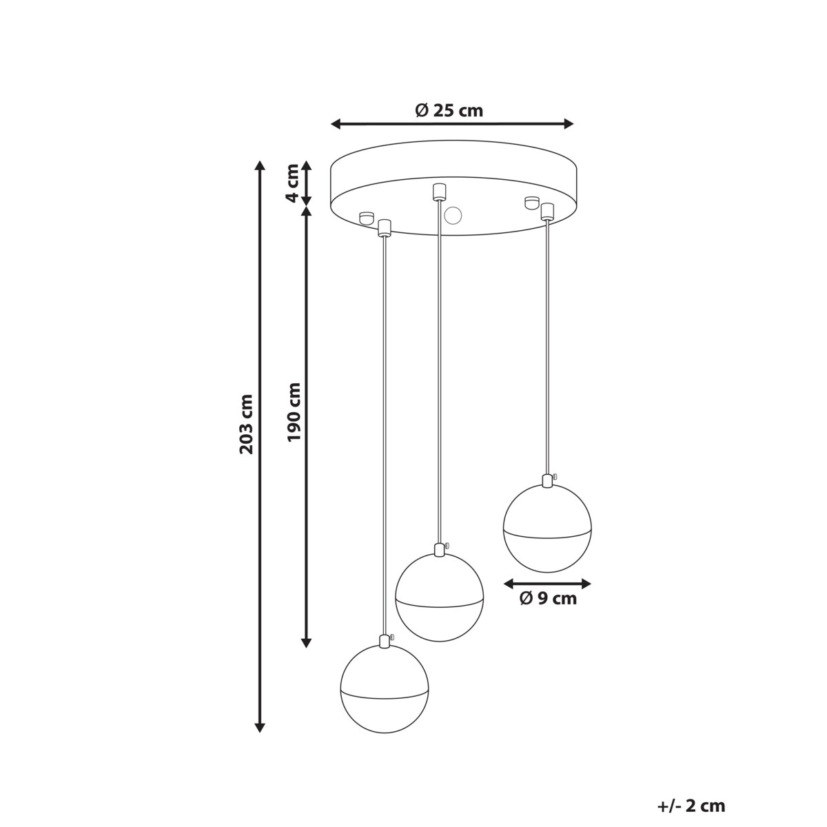 Lampa wisząca LED metalowa 3-punktowa czarna ANKOBRA