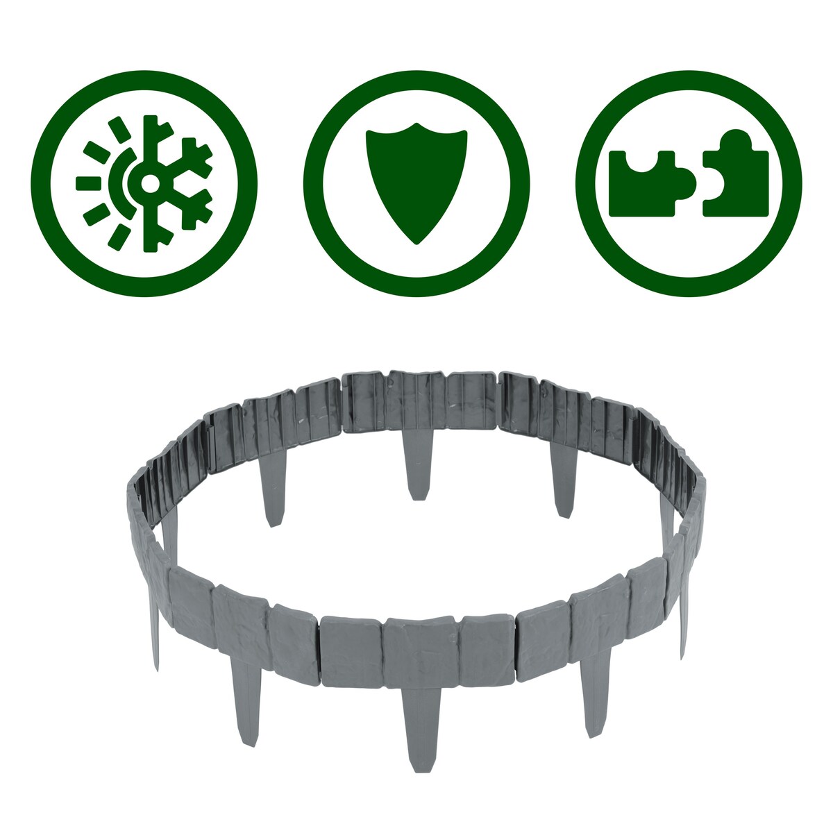 Palisada ogrodowa obrzeże ogrodowe trawnikowe szare Plonos tworzywo płotek 250 cm