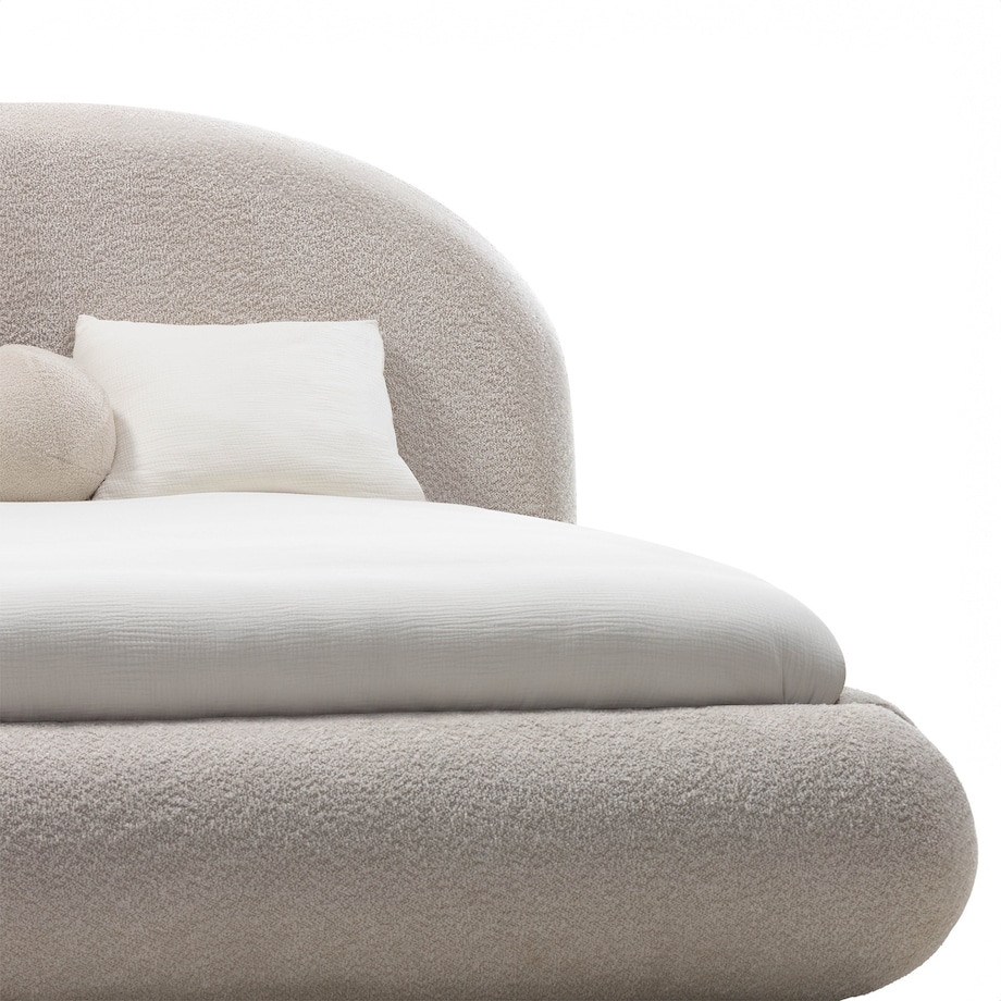 Łóżko tapicerowane 160x200 cm beżowe bouclé Riaci