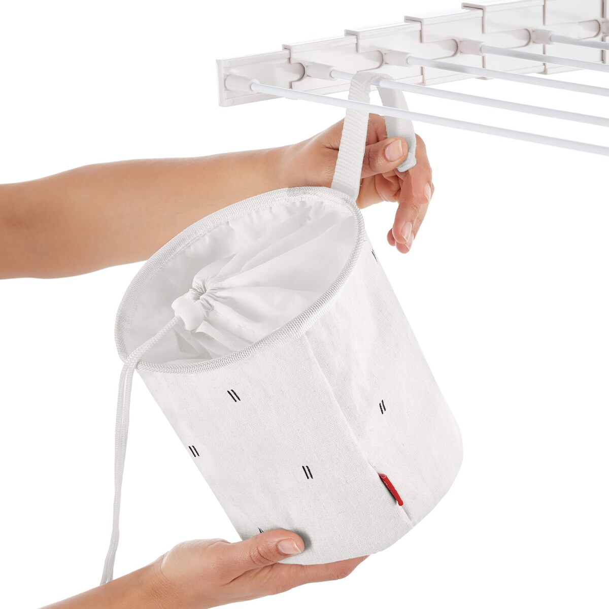 Koszyk na klamerki do prania Rayen - 15 cm, Biały