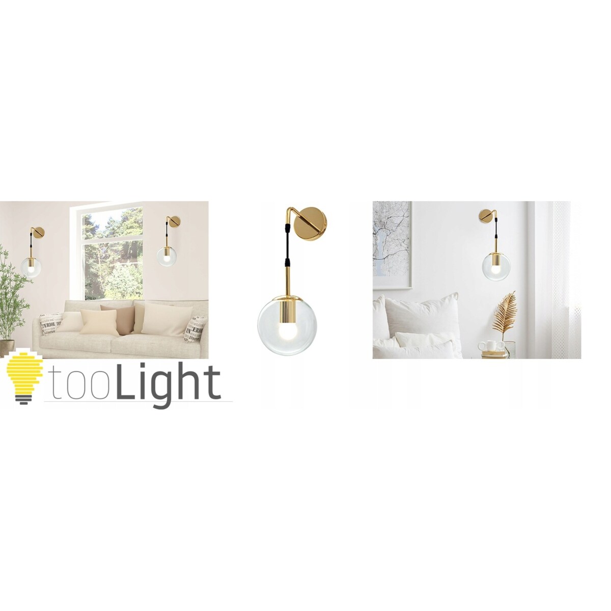 Lampa Ścienna Kinkiet Szklany Gold Glamour Gold