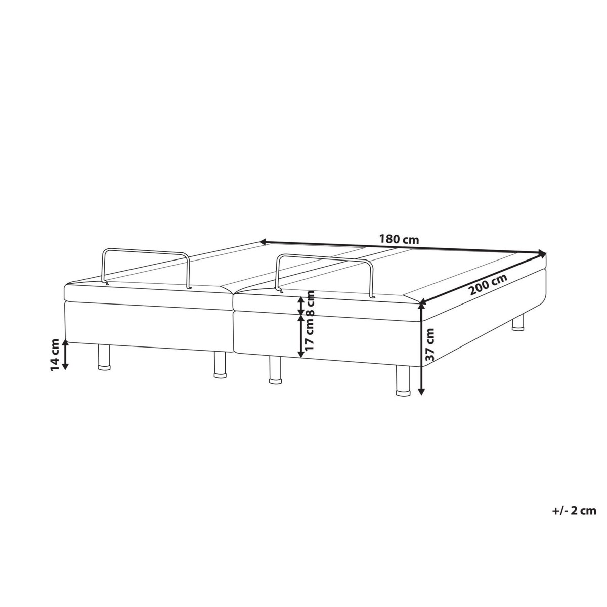 Łóżko regulowane bez zagłówka Boucle DUKE 180 x 200 cm Złamana biel