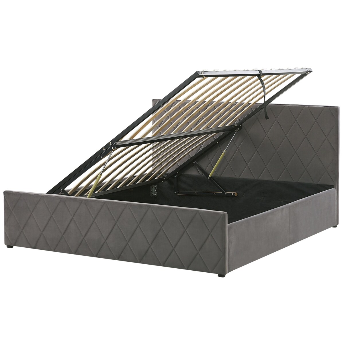 Łóżko z pojemnikiem welurowe 180 x 200 cm szare ROCHEFORT