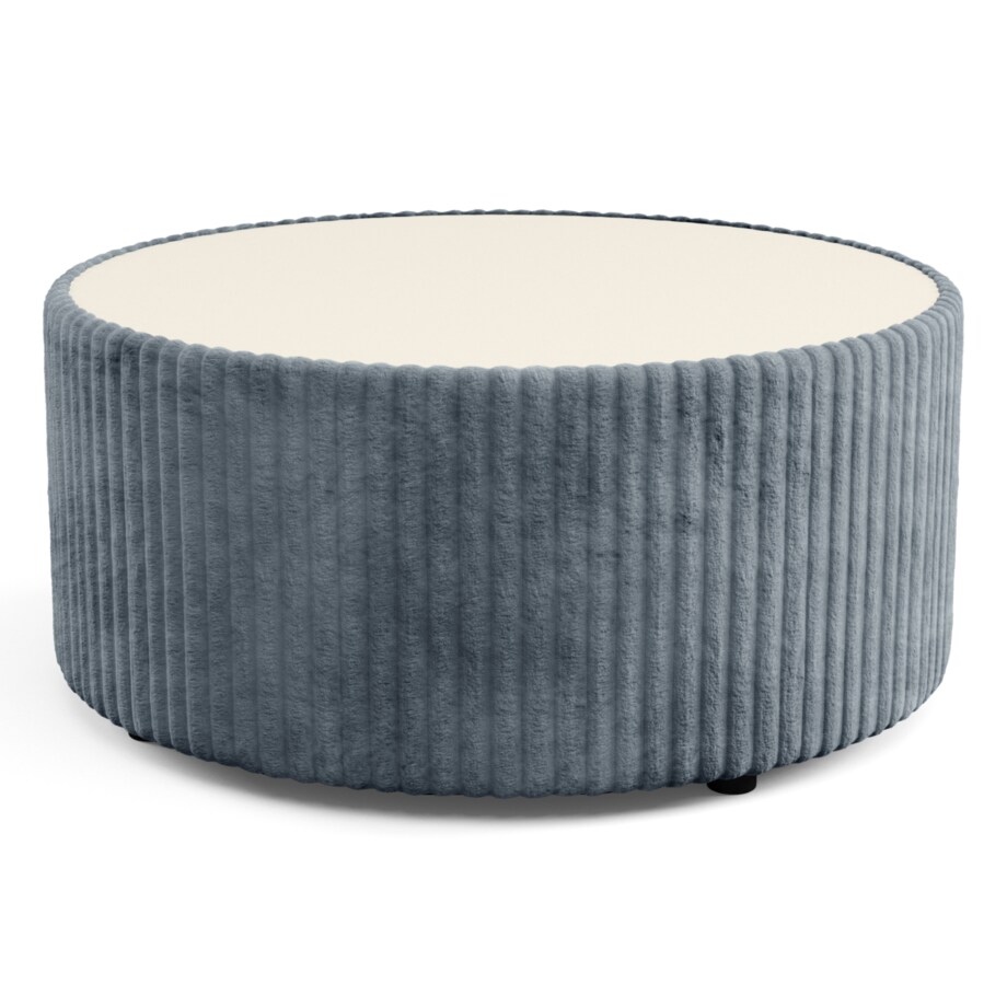 Stolik okrągły kawowy tapicerowany MIJA w tkaninie Tilia, grafitowy