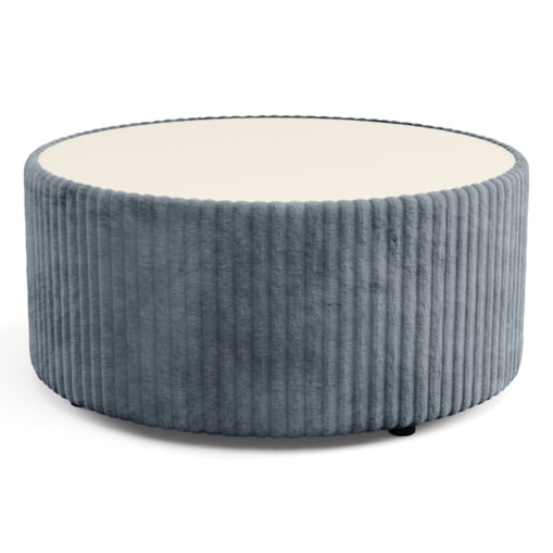 Stolik okrągły kawowy tapicerowany MIJA w tkaninie Tilia, grafitowy