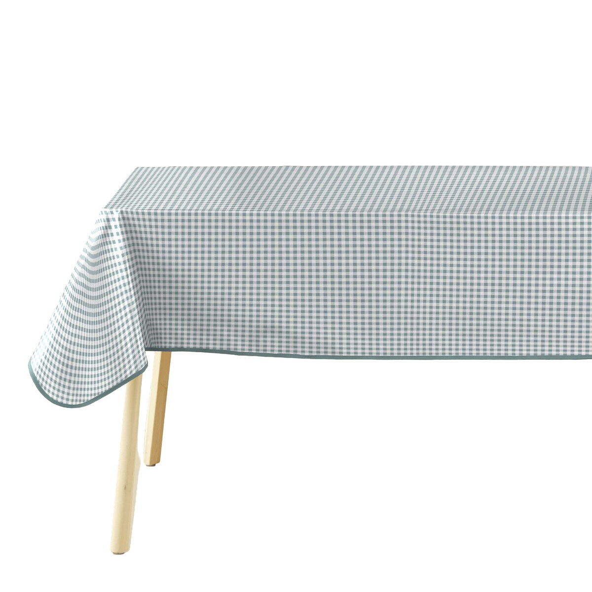 Obrus prostokątny MINI VICHY SAUGE, 140 x 240 cm, szałwiowa krateczka