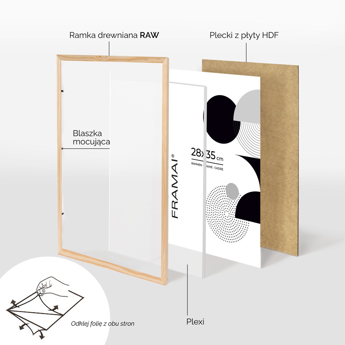 Ramka na zdjęcia 28x35 cm ramka z drewna surowego pion poziom ramka prostokątna RAW DIY