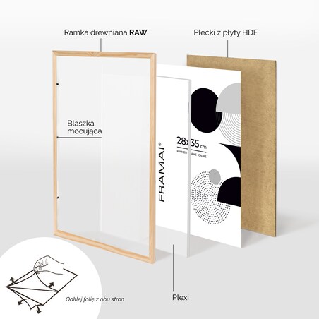 Ramka na zdjęcia 28x35 cm ramka z drewna surowego pion poziom ramka prostokątna RAW DIY