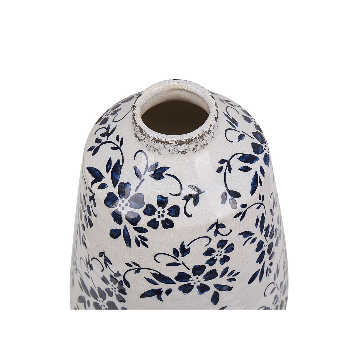 Wazon na kwiaty ceramiczny 20 cm biały z niebieskim MARONEIA