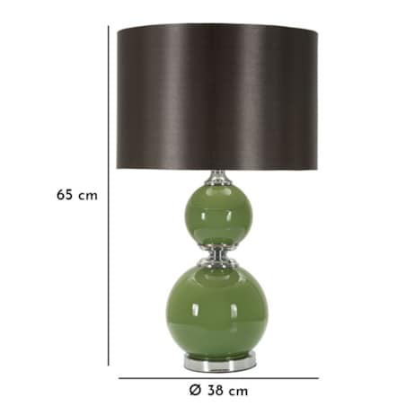 Lampa stołowa Eva Two, kolor zielony i szary, szkło, żelazo i tkanina, 38 x 38 x 65 cm, 1 x E27, do salonu i sypialni, Mauro Ferretti