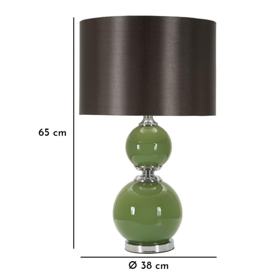 Lampa stołowa Eva Two, kolor zielony i szary, szkło, żelazo i tkanina, 38 x 38 x 65 cm, 1 x E27, do salonu i sypialni, Mauro Ferretti