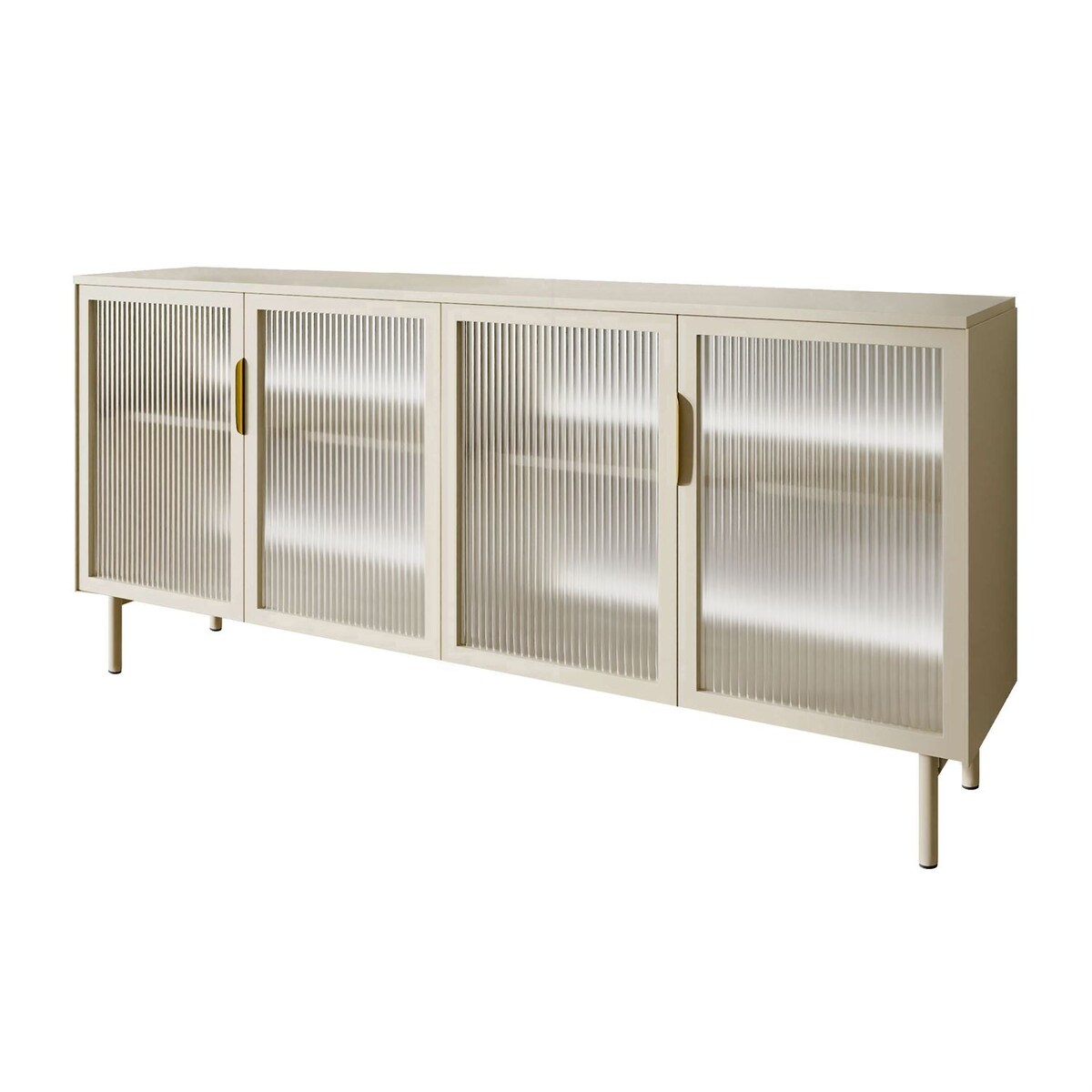 Przeszklona komoda LINEA 4D z oświetleniem LED, kaszmir