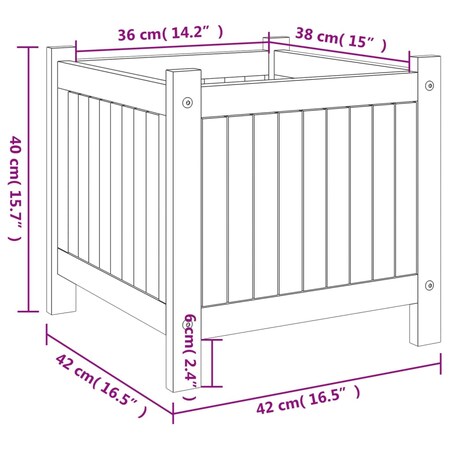 vidaXL Donica ogrodowa z wyściółką, 42x42x40 cm, lite drewno akacjowe