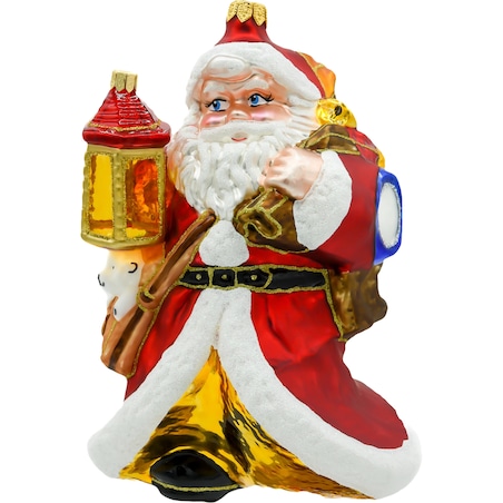 Bombka choinkowa - Święty Mikołaj z lampionem