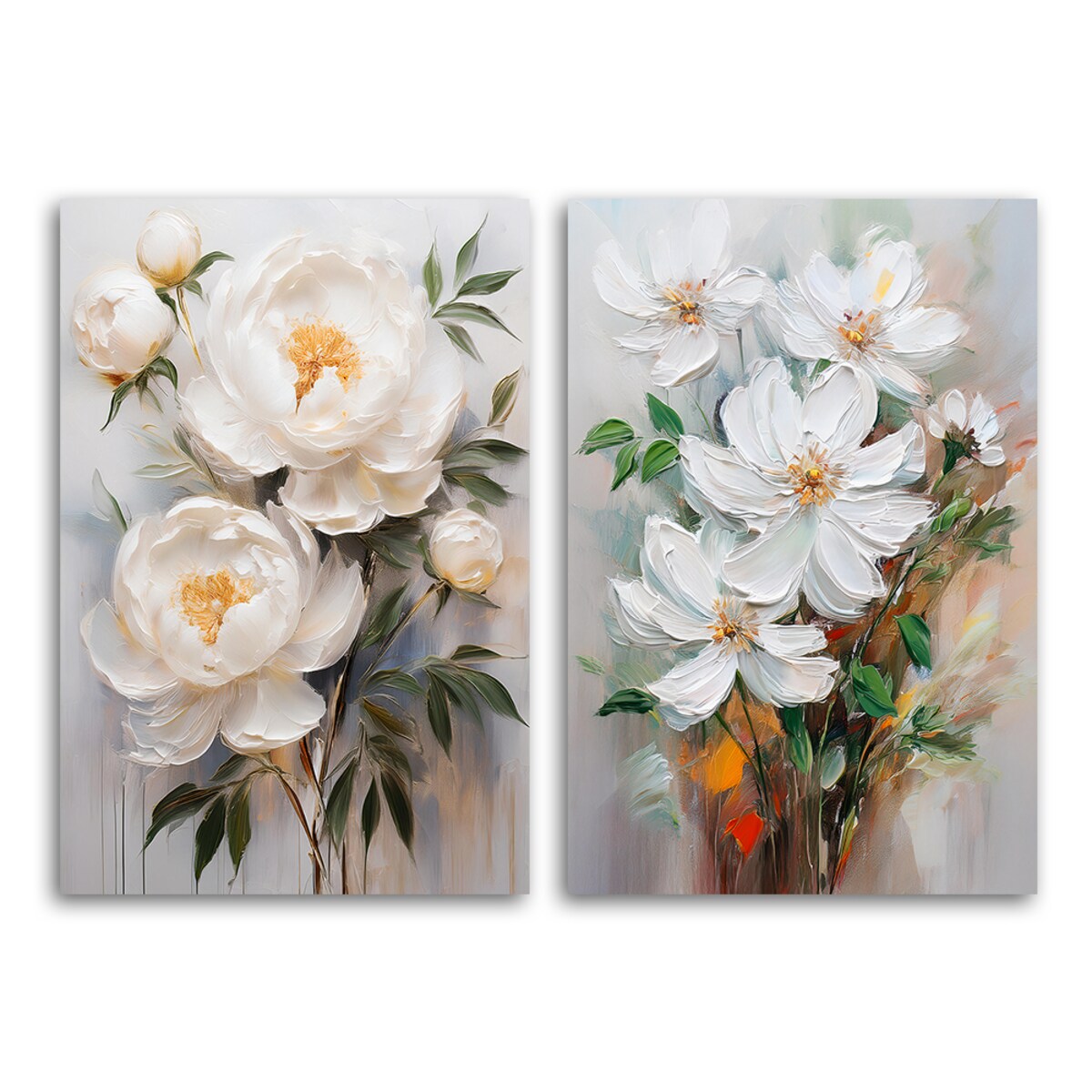 Zestaw set na płótnie 2 obrazów do salonu sypialni jadalni biura spa Piwonie Modne Kwiaty Rośliny 120x90 (2x60x90)