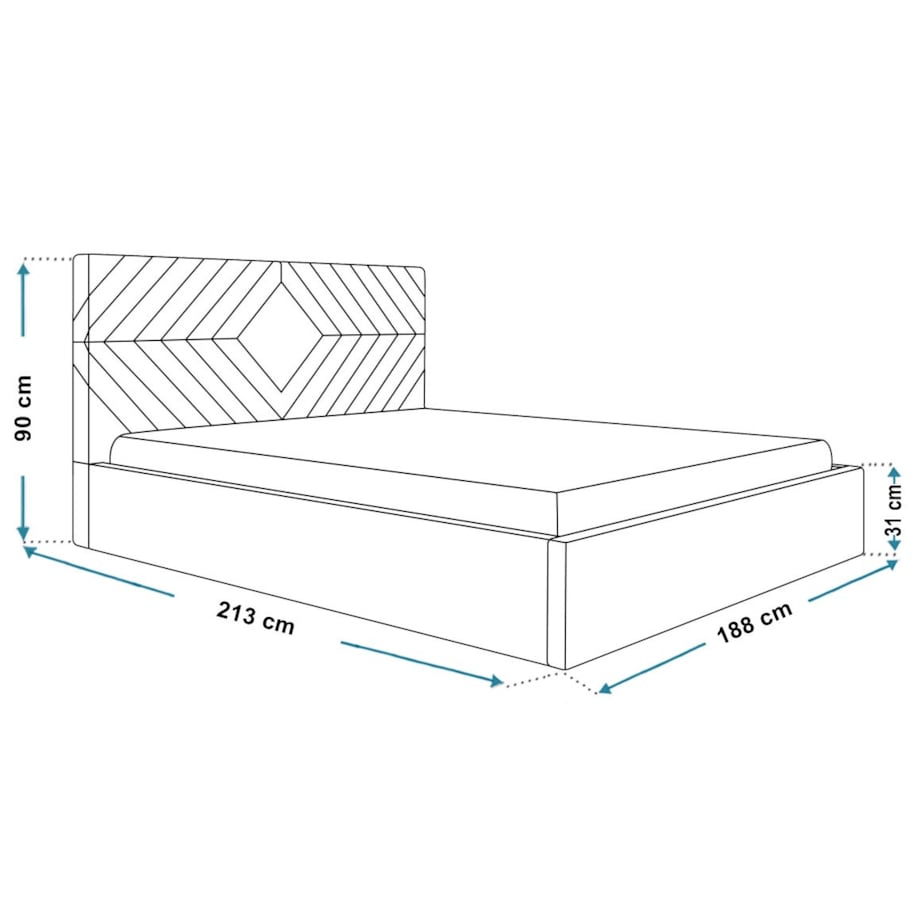 Łóżko sypialniane 180x200 OLDO 2 tapicerowane, z pojemnikiem- granatowe