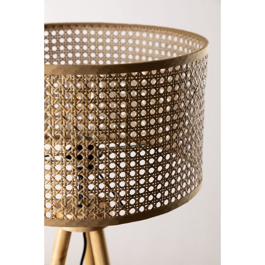 Lampa podłogowa z drewna i rattanu Tina 150 cm