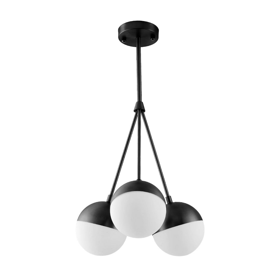 Lampa Wisząca Kule Szklana Mleczna Czarna Biała