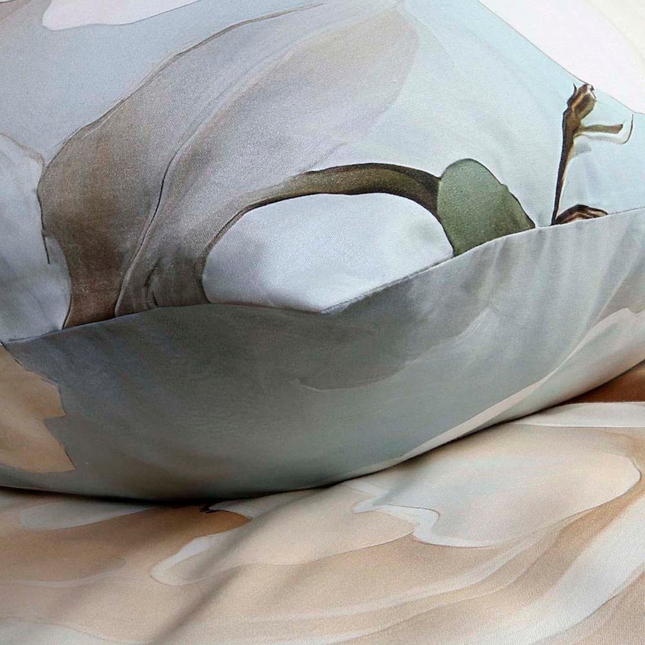 Pościel satyna bawełniana 140x200 Riviera szara w kremowe róże, Satynlove Premium