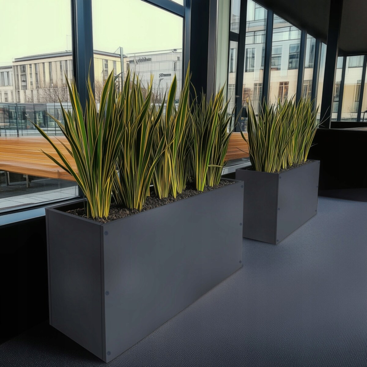 Donica ogrodowa metalowa150x40x70 RAL7016 antracyt