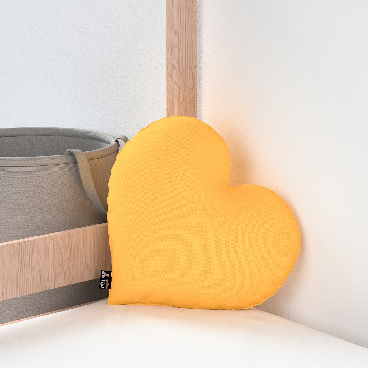 Poduszka Heart of Love, słoneczny żółty, 45x15x45cm, Happiness