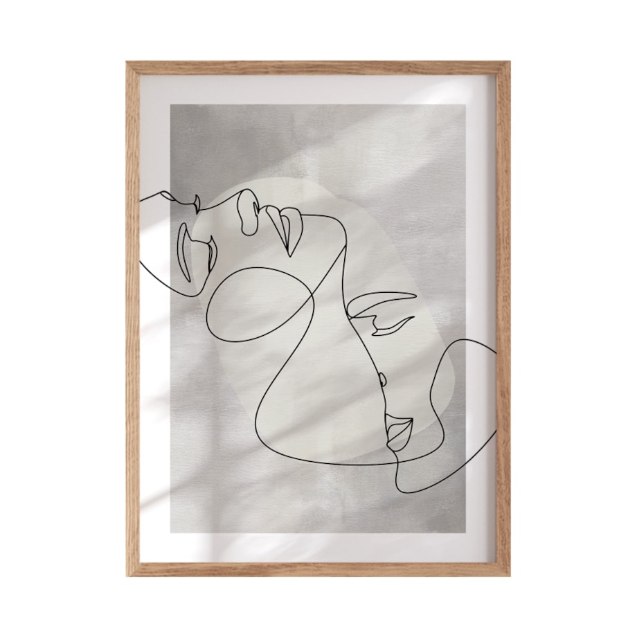 Plakat Romantyczny pocałunek rozmiar 30x40cm w ramie drewnianej Oak