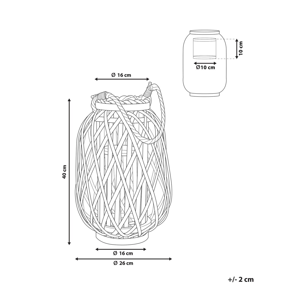 Lampion drewniany 40 cm czarny MAURITIUS