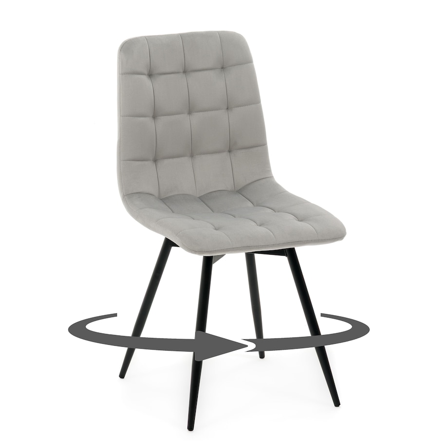 Krzesło tapicerowane obrotowe do salonu ARCO jasnoszary welur