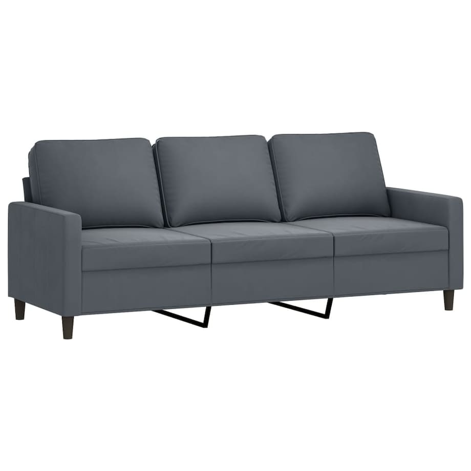 vidaXL Sofa 3-osobowa, ciemnoszara, 180 cm, obita aksamitem